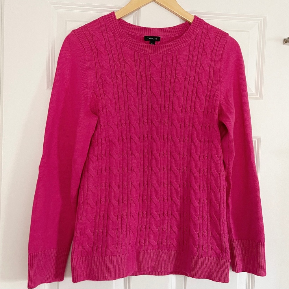 NWT Talbots Women’s Pink Cable Knit Sweater Size Medium